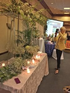 Cyleste Mackey of Fassler Florist Floral & Event Designers in Fort Wright, Kentucky, gets inspiration from designs by Jerome Raska, AAF, AIFD, PFCI, CAFA, of Blumz by…JRDesigns in metro Detroit, for his presentation at the 1-Day Profit Blast in Cincinnati this spring.
