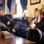 An Illinois congressional aide learns about the floral industry from Michael Klopmeyer Ph.D., of Darwin Perennials in West Chicago, and Mona Haberer of Hortica in Edwardsville during Congressional Action Days 2017.