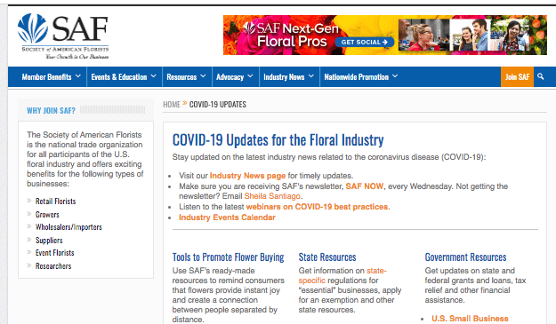 SAF Creates COVID-19 Hub for Floral Industry Updates
